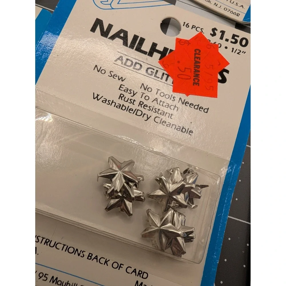Ez Nailheads stars shapes copper silver gold tones lot 9 some sealed vtg